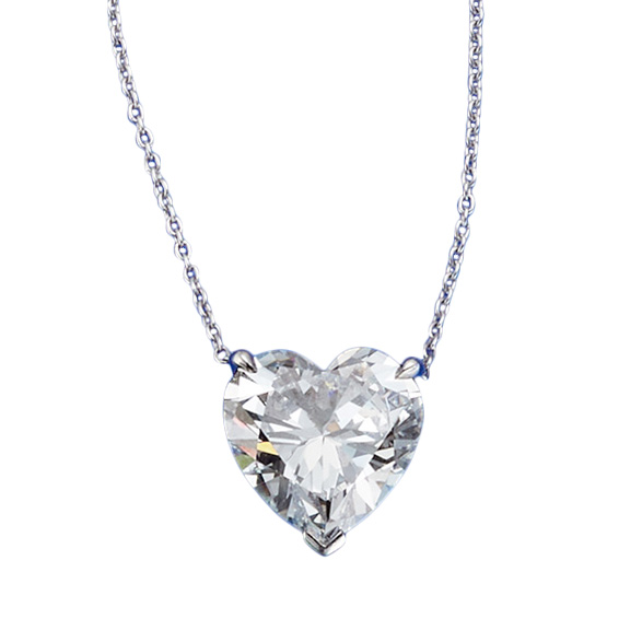 Platinum Diamond Heart Pendant on Chain